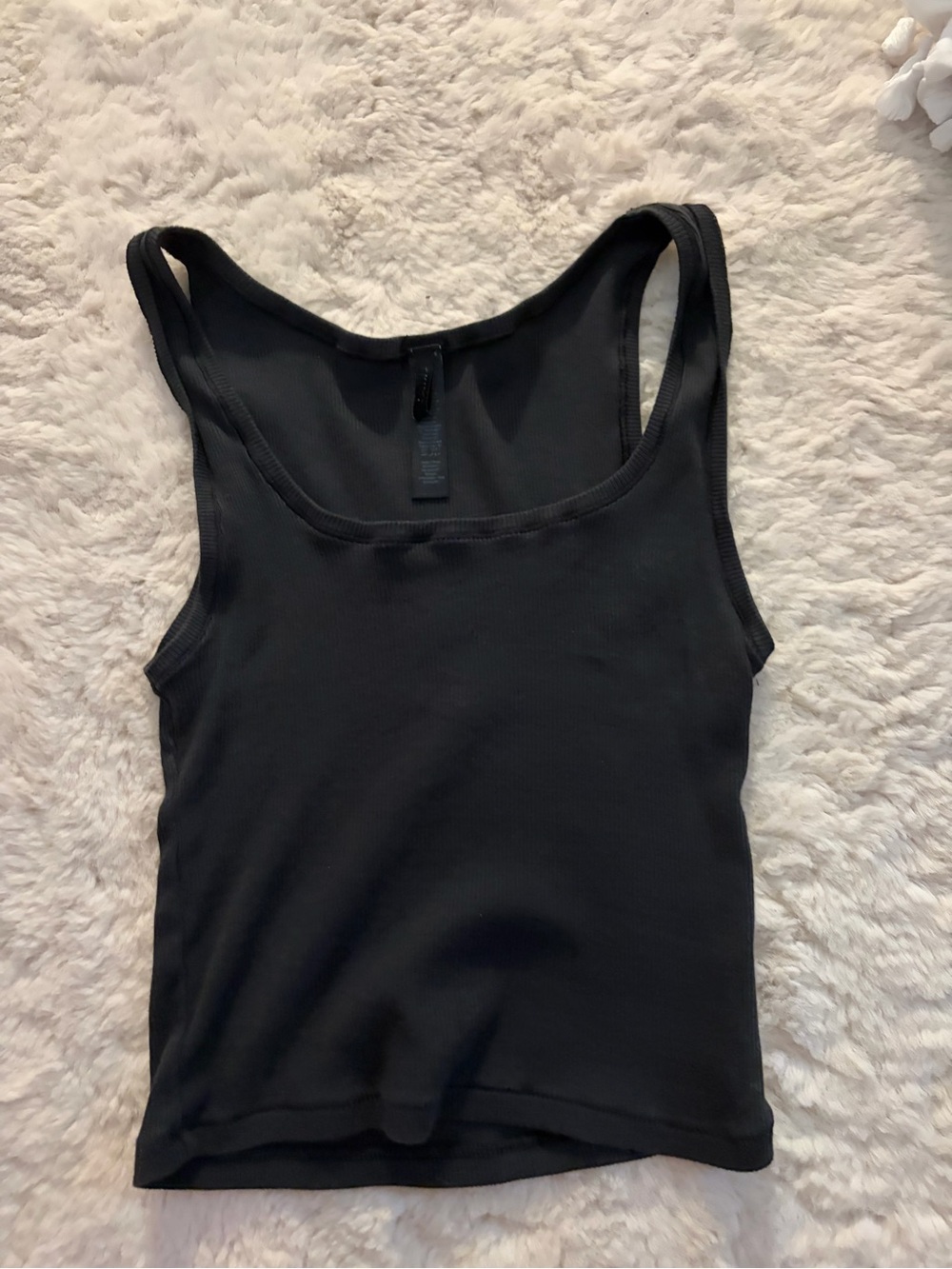 SKIMS Black Ribbed Tank Top